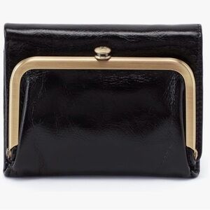 HOBO Black Leather Wallet with Gold Clasp. NWOT
